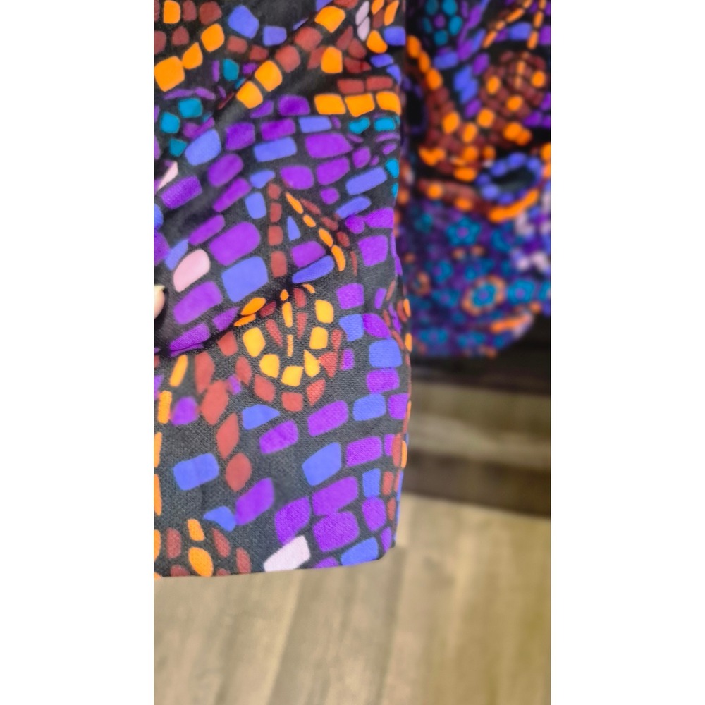 Plum Blossom Vintage Mosaic Print Blazer Jacket Purple Orange Multi-Color Lined - Picture 7 of 14